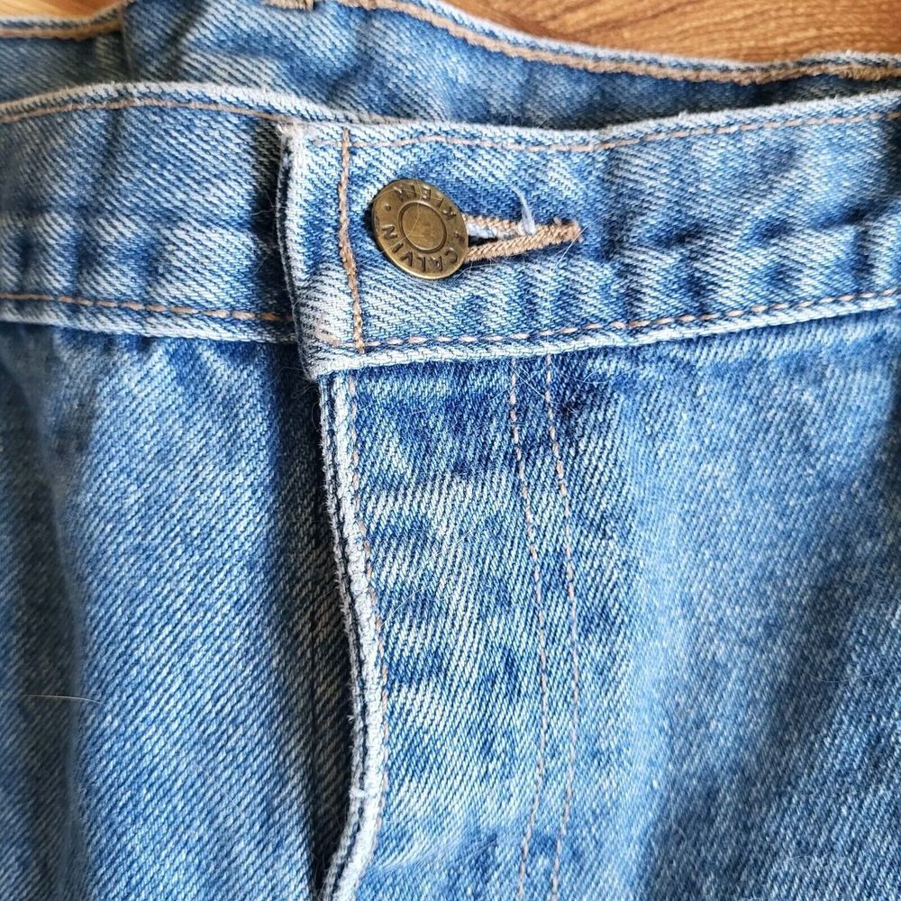 Vintage 80s Mom Jeans Calvin Klein 35x30 High Waisted Med Wash 38 USA Denim - Picture 5 of 16